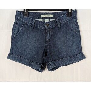 Old Navy Lowest Rise Cuffed Denim Shorts Size 4 Dark Wash Slant Pockets